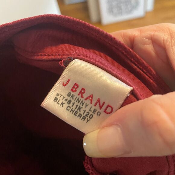 J Brand Black Cherry Red Slight Stretch Mid-Rise Skinny Leg Denim Jeans 27 - Picture 4 of 9